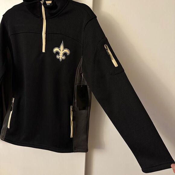 NFL Team Apparel NOLA Saints Unisex Quarter Zip Black Gold Small NWT - Picture 4 of 12